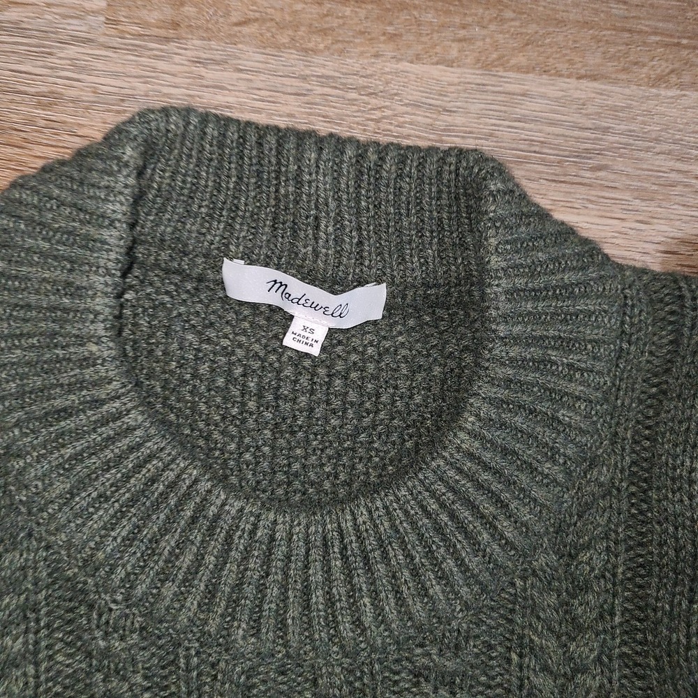 Madewell size XS Ruffle Pullover Sweater merino Wool blend cable - Picture 2 of 4